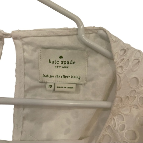 Kate Spade New York White Eyelet Lace Short Sleeve Shift Dress Sz 10 - Picture 3 of 5